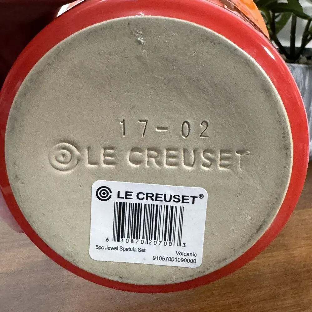 Le Creuset Volcanic Orange Utensil Crock Holder Stoneware Kitchen Tool Caddy